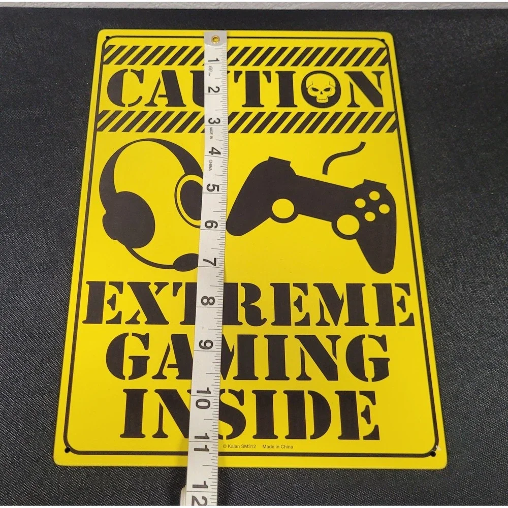 Kalan Accents Caution Extreme Gaming Inside 11.5 X 8 1/4 Metal Sign